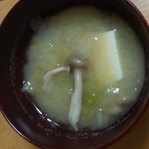 小松菜と豆腐としめじのお味噌汁